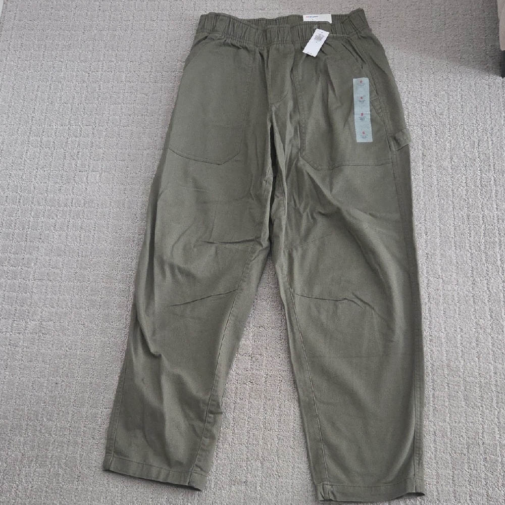 NWT Old Navy Women's Olive Cargo Pants with Elastic Waist Sz Small